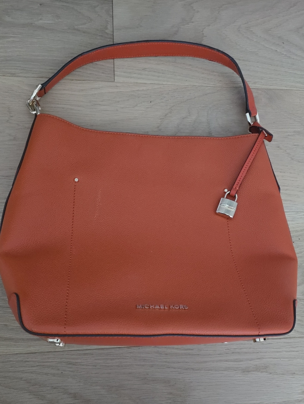 Michael Kors Orange Pebbled Leather Hobo Bag with Gold Hardware